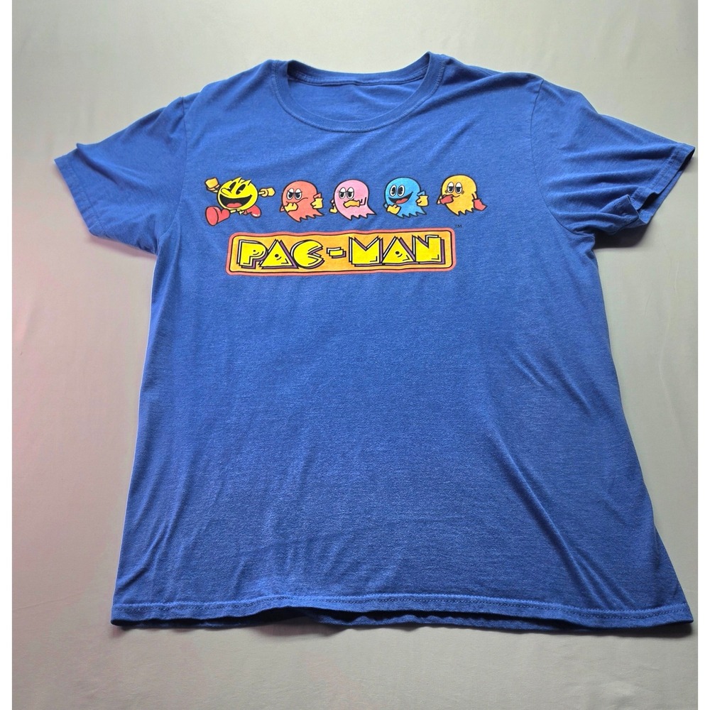 Pac-Man Mens Graphic T-Shirt Blue Retro Arcade Gaming Ghost Characters Tee Med